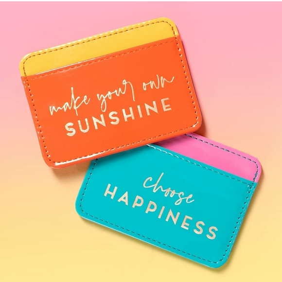 Lady Jayne Choose Happiness Metallic Pink Blue Credit Debit Gift Card Wallet NWT - Picture 5 of 12